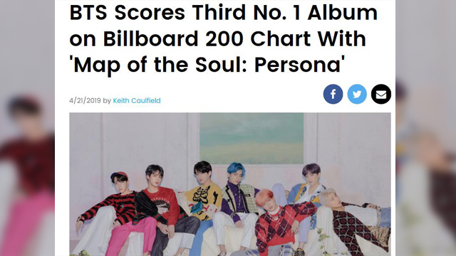 BTS、‘ビルボード200‘ 第1位…「11ヶ月ぶりに3連続トップ」