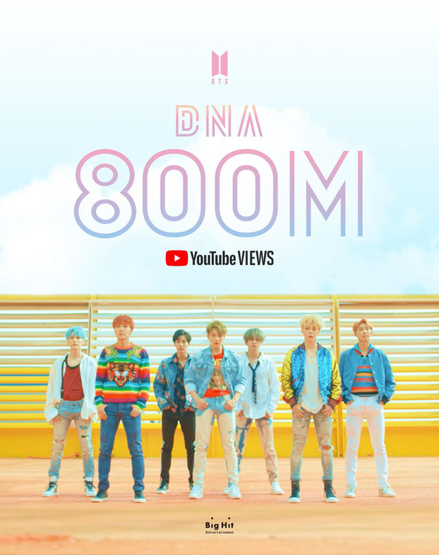 BTS「DNA」のMV、再生回数8億回突破…初の大記録