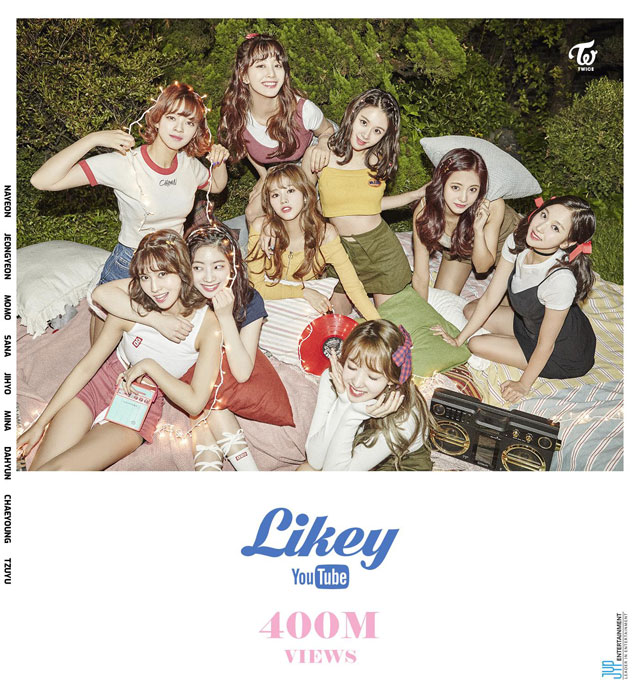 TWICE、「LIKEY」も記録突破でYouTubeでの再生回数4億回が2本に