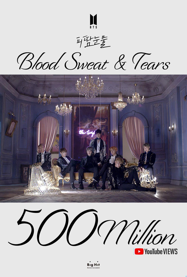 防弾少年団の「Blood Sweat & Tears」、YouTube再生回数が5億回超え
