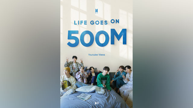 BTSの「Life Goes On」MV、YouTube再生回数5億回を突破