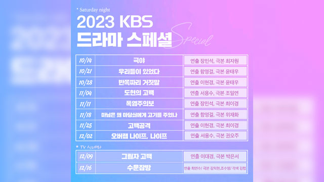 KBS「ドラマスペシャル・TVシネマ」、年末まで単発劇＆映画 計10本を公開へ