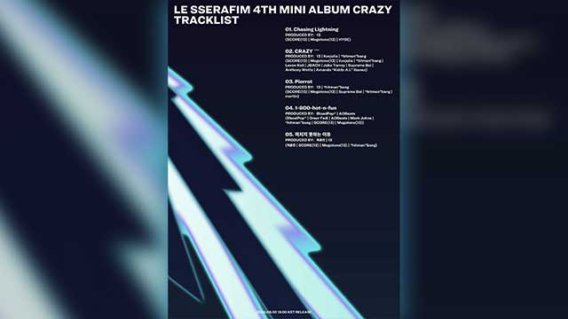 LE SSERAFIM、4thミニアルバム『CRAZY』のトラックリストを公開…キム・ワンソンのヒット曲をサンプリング